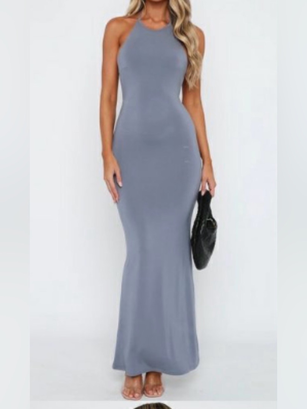 White Fox Boutique Gray Halter Maxi Dress